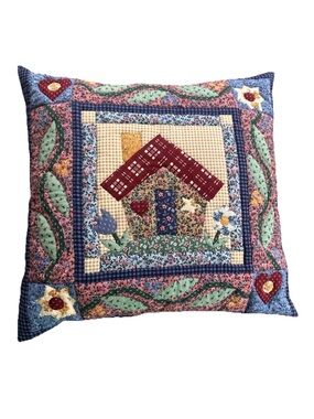 Vintage Quilted Throw Pillow Cranston Print Works American Farmhouse Country